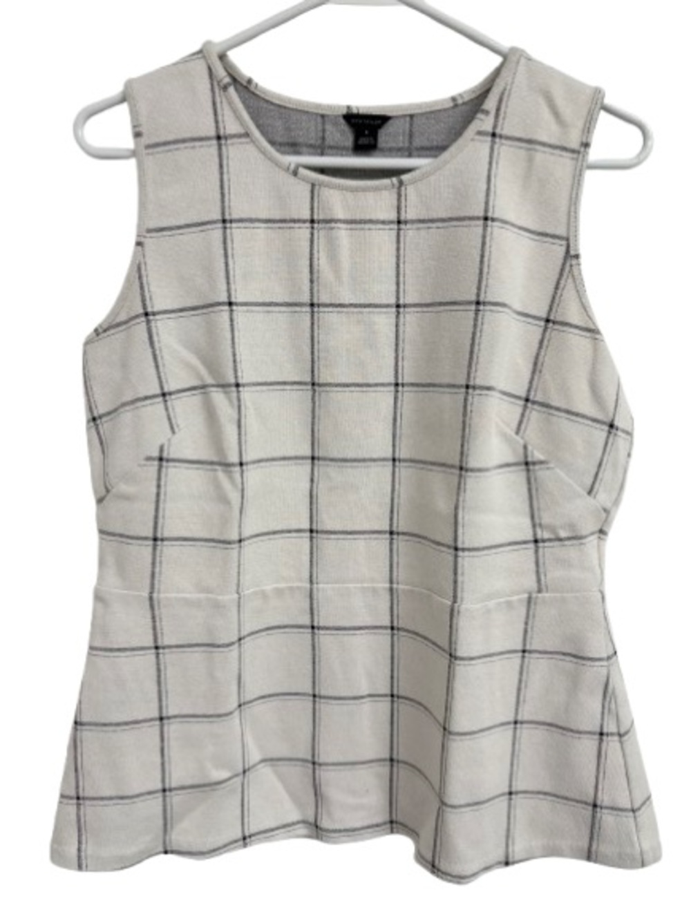 Ann Taylor Cream Windowpane Plaid Sleeveless Top